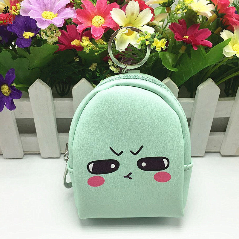 Wholesale Cute Cartoon Expression PU Zipper Zero Wallet Keychain